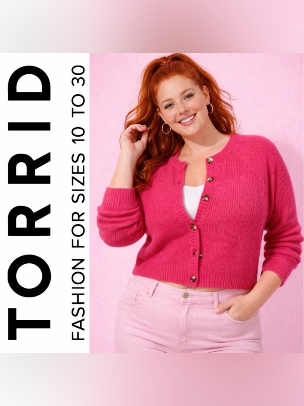 Torrid Hot Pink Vegan Cashmere Crop Cardigan Sweater, 1x, NWT!